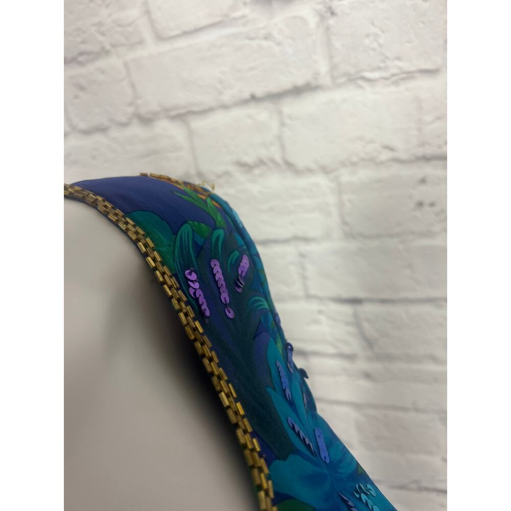 Vintage 1980s 100% Silk A.J. Bari Pattern Beaded and Sequins Dress - Picture 9 of 12